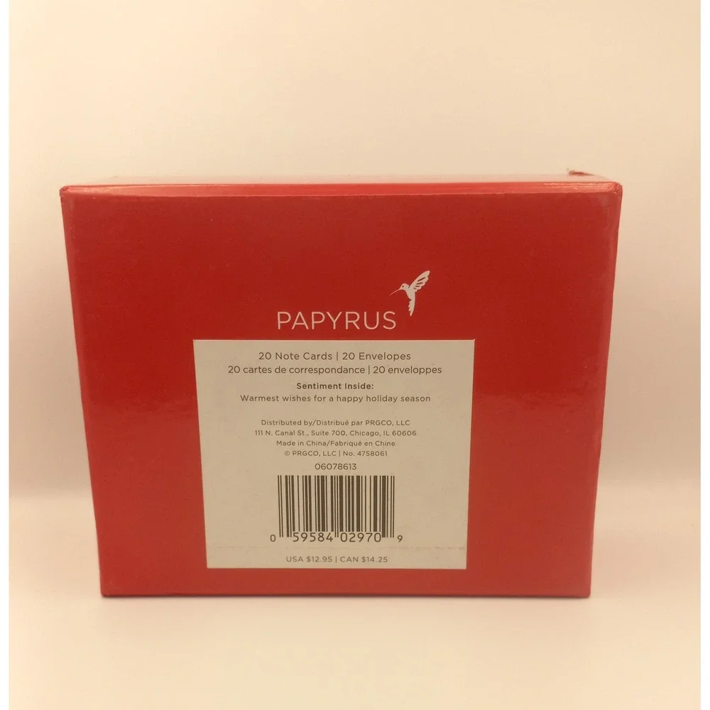Papyrus Christmas Cards Box Set 20ct Seasons Greetings‎ Gold Glitter Red 4758061